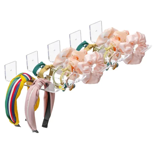 Miniatura 8 de Soporte para diadema de acrílico para pared, paquete de 3 unidades, organizador transparente para colgar diademas para niñas y mujeres