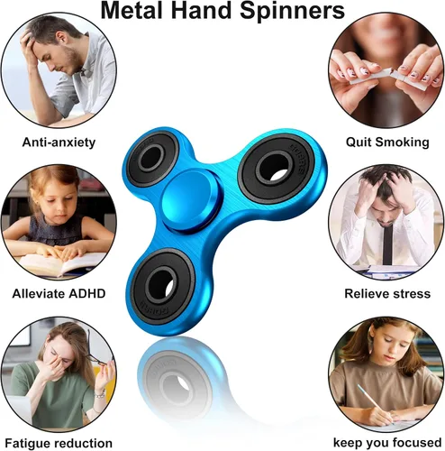 Miniatura 4 de Juguetes Spinner Fidget, Rodamientos de Acero Inoxidable de Alta Velocidad de 2 a 5 Minutos de Giro, Juguetes Spinner EDC Alivian y Reducen el Azul
