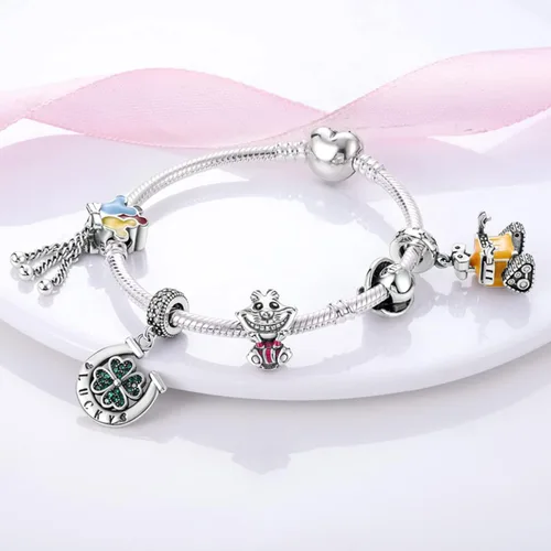 Miniatura 3 de Parmuz Charm Bracelet 925 Sterling Silver Heart Clasp Snake Chain Bracelet Jewelry Fit Charm Birthday Gift for Women Girls