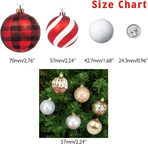 Miniatura 6 de Every Day is Christmas - Juego de adornos para colgar de Navidad de 50 unidades, juego de adornos inastillables para árbol de Navidad, decoración