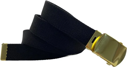 Miniatura 3 de Cinturón de lona para cinturón, cinturón militar, cinturón de golf, cinturón de uniforme con hebilla de latón y punta de 50 pulgadas de largo