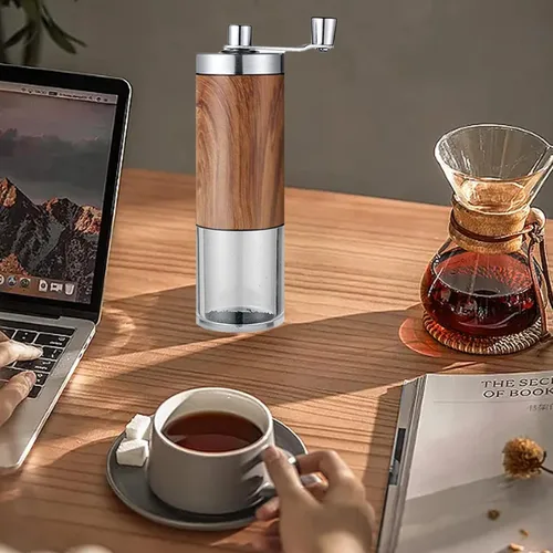 Miniatura 4 de Molinillo de café manual, molinillo de granos de café con ajustes ajustables, molinillo de café manual de acero inoxidable para camping, hogar