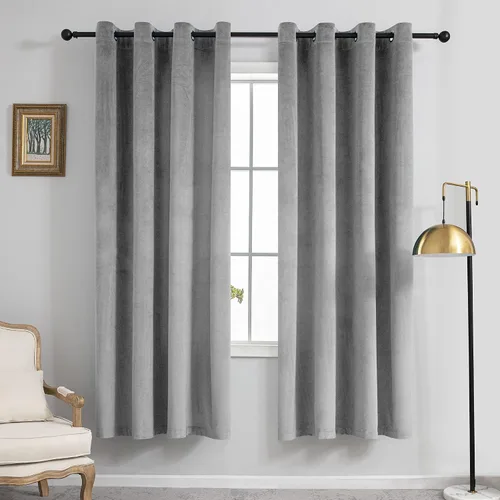 Miniatura 20 de VANASEE Cortinas de terciopelo gris oscuro para dormitorio, 63 pulgadas de largo, cortinas opacas para oscurecer la habitación, cortinas