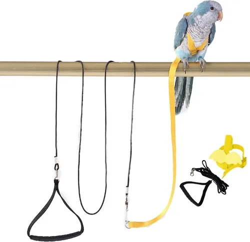 Miniatura 3 de Arnés de loro ajustable para pájaros, correa de cuerda voladora, cuerda de tracción de entrenamiento al aire libre para loros pequeños