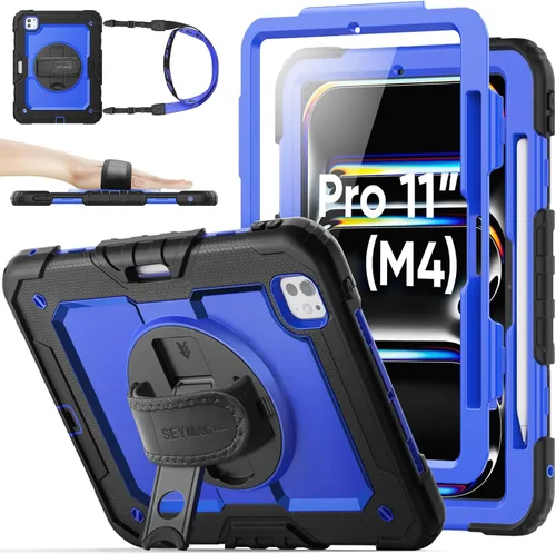 Miniatura 21 de SEYMAC stock Funda protectora para iPad Air de 11 pulgadas M3 2025/M2 2024 (Air 7ª/6ª generación), funda resistente con protector de pantalla