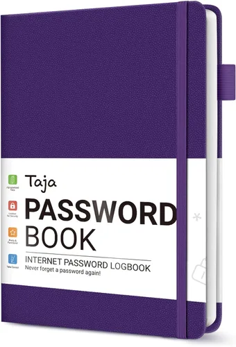 Miniatura 134 de Taja - Libreta de contraseñas con pestañas alfabéticas para personas mayores, cuaderno de contraseñas y registro detallado de direcciones de sitios