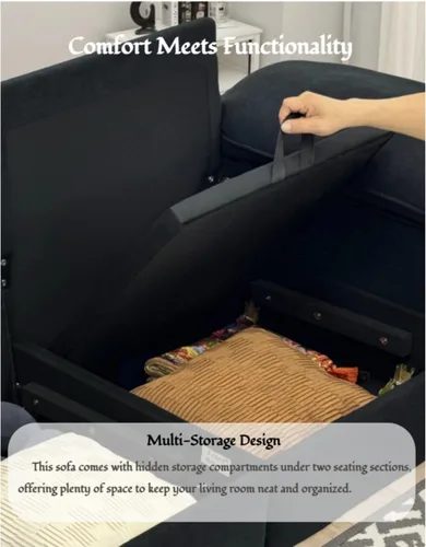 Miniatura 4 de Sofá de terciopelo de 79 pulgadas, cómodo sofá de asiento profundo con bobinas de bolsillo, futón de almacenamiento de 2 plazas para espacios