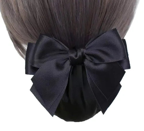 Miniatura 2 de Pinza profesional para el cabello, pasador de cinta negra con cubierta de moño, decoración de nudo de lazo y red para moños