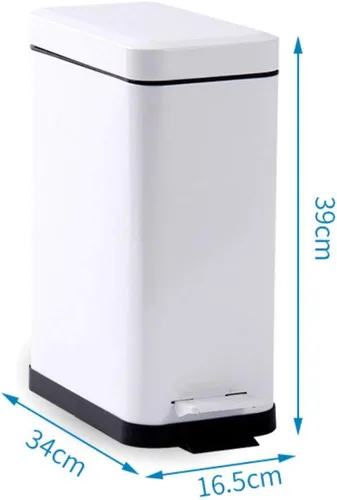 Miniatura 2 de Cesta de basura para el hogar, con pedales, para cocina, rectangular, para dormitorio, 5 litros, 10 litros, color blanco, tamaño 5 litros