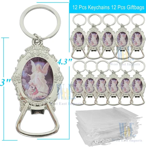 Miniatura 2 de 12 piezas llavero abrebotellas fiesta bautizo bautismo favores primera comunión recuerdos bautizo ángel de la guarda
