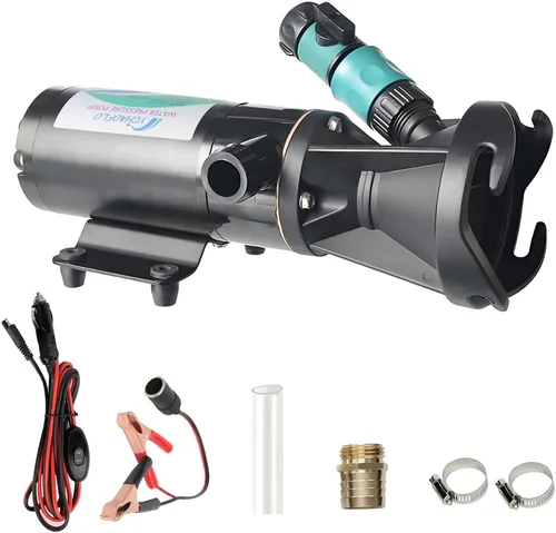 Miniatura 8 de Bomba de diafragma autocebante eléctrica de alta presión de 12V CC, equipada con interruptor de presión, 5.5GPM, 70Psi, para RV Marine Yacht Lawn