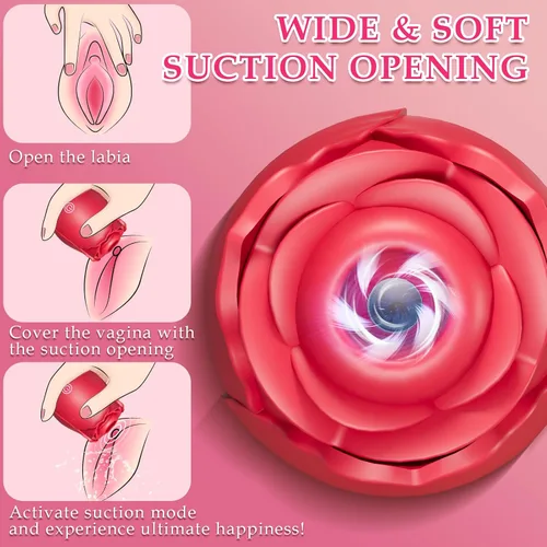 Miniatura 2 de Vibrador de succión con forma de rosa, juguete sexual con control por aplicación, vibrador de clítoris con forma de rosa para mujeres con 10 modos