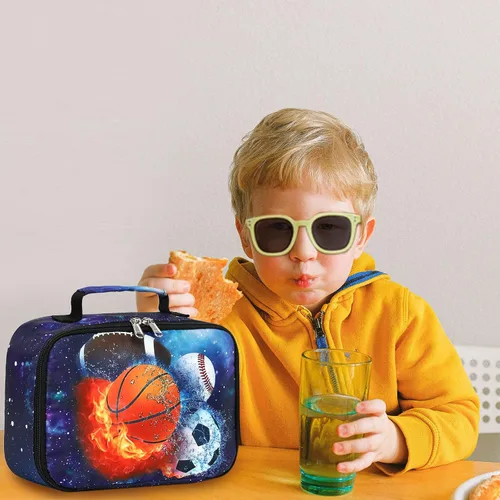 Miniatura 6 de LEDAOU Lonchera para Niños Bolsa de Almuerzo Aislada Niños Niñas Pequeños Lonchera Reutilizable para Escuela Picnic Senderismo Azul