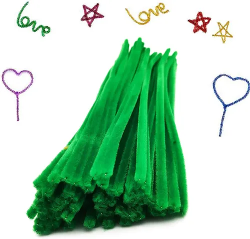 Miniatura 4 de Cldamecy 100 limpiadores de tuberías de color verde con 20 ojos meneantes, tallos de felpilla para artes y manualidades, proyectos de bricolaje
