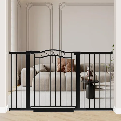 Miniatura 13 de Fairy Baby Puertas para bebés extra anchas de 57.1"-59.8" con puerta, puerta infantil de 58-59 pulgadas para niños pequeños, puerta de metal montada