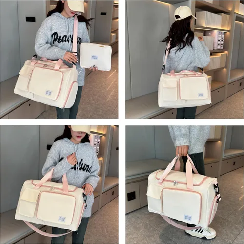 Miniatura 36 de Pequeña bolsa de gimnasio para mujer, bolsa de viaje con compartimento para zapatos