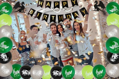 Miniatura 6 de Decoraciones de fiesta de cumpleaños de dragón, temática de mazmorras y dragones, suministros de fiesta de fantasía, incluyendo decoración y adornos