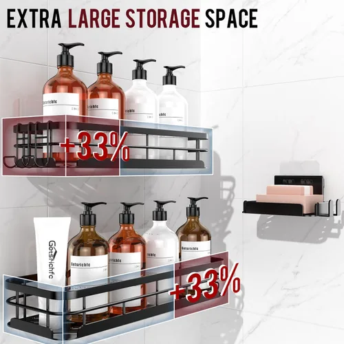 Miniatura 3 de Getsrichfc Organizador de Ducha de Gran Capacidad, Organizadores de Ducha con Adhesivo Resistente con Diseño Estético Personalizado, Estantes