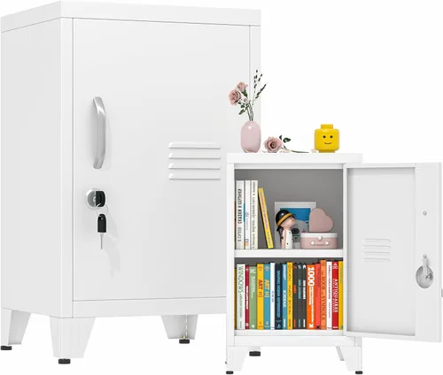 Miniatura 10 de GAIOUS Armario de almacenamiento de armario de metal de 24 pulgadas de alto con 1 puerta, gabinete de almacenamiento de archivos bloqueado con 1