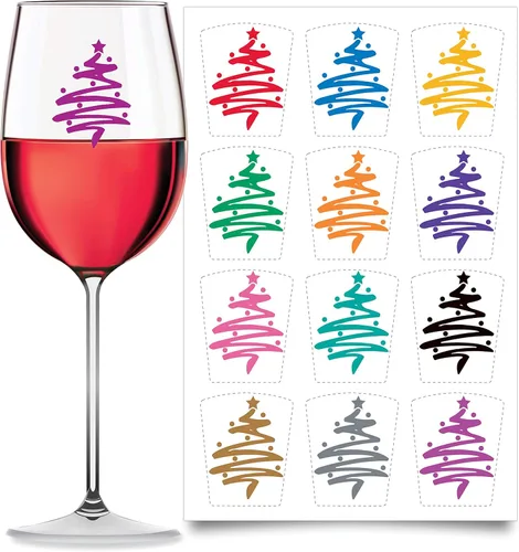 Miniatura 13 de Wine Wear Marcadores de bebidas, 12 unidades, calcomanías adhesivas reutilizables para revelación de género para baby shower (bebé niño)