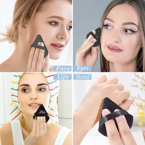 Miniatura 7 de Pimoys - 15 esponjas suaves en forma de triángulo para polvo, esponjas cosméticas de terciopelo para polvo suelto, esponjas para maquillaje facial