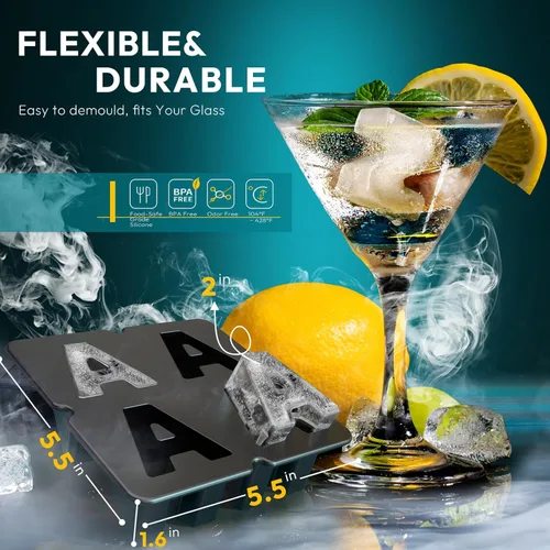 Miniatura 3 de Molde personalizado para cubitos de hielo Letra N - Molde de hielo de silicona con letras para moldes de cubitos de hielo personalizados y moldes