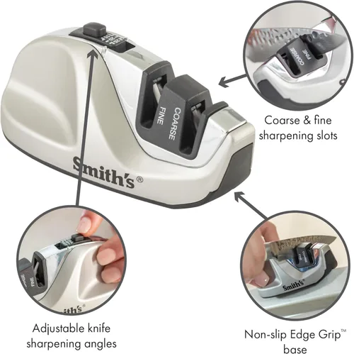 Miniatura 3 de Smith's 51023 Afilador de agarre con borde de diamante ajustable, color gris, afiladores gruesos y finos, compacto, base antideslizante estable