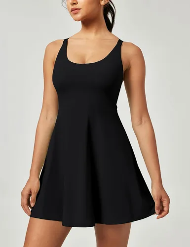 Miniatura 3 de Heathyoga Vestidos de tenis para mujer, vestido atlético con pantalones cortos debajo, vestido de entrenamiento con bolsillos, trajes de golf