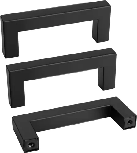 Goldenwarm 1 paquete de manija cuadrada negra para cajones de gabinete de barra, de acero inoxidable, herrajes modernos para gabinetes de cocina y