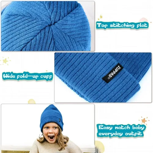 Miniatura 3 de ZUPPAD Baby Beanie Hat 3 Packs Toddler Girls Boys Baby Hats Winter Warm Knitted Thermal with Fleece Lining Kids Winter Hat