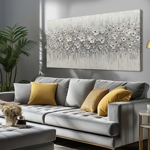 Miniatura 8 de SDYA Lienzo abstracto para pared, decoración de pared gris y azul, pintura moderna de lienzo de 20 x 40 x 3 p, decoración para dormitorio, oficina