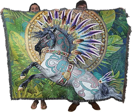 Miniatura 13 de Pure Country Weavers Manta Kachina de Laurie Prindle – Tapiz de regalo de unicornio de fantasía tejido de algodón – Fabricado en los Estados Unidos