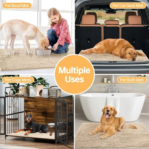 Miniatura 7 de Tapete absorbente para puerta de perro, para patas fangosas, 48 x 30 pulgadas, tapete de felpilla para interiores de entrada, atrapa la suciedad