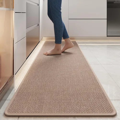 Miniatura 27 de YDKGL Tapetes de cocina para piso, alfombras de cocina súper absorbentes, antideslizantes, lavables, de lino sintético suave trenzado, alfombra