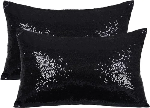 Miniatura 16 de Poise3EHome Fundas de almohada decorativas de 18 x 18 pulgadas, color rosa fucsia con lentejuelas, para sofá, cama, sala de estar, Navidad