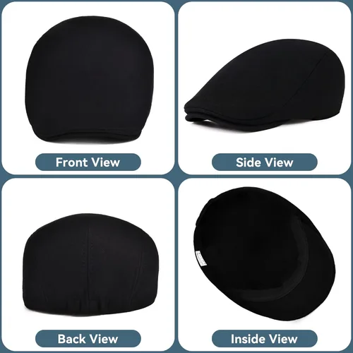 Miniatura 3 de KUJUHA Gorra Newsboy para Hombre de Algodón Plana Ivy Gatsby Sombrero Newsboy Sombrero de Conducción Sombrero Cabbie Irlandés Gorras de Caza