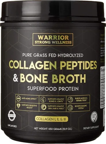 Caldo de huesos de péptidos de colágeno de alta calidad: proteína de colágeno hidrolizada alimentada con pasto para una piel saludable, uñas,