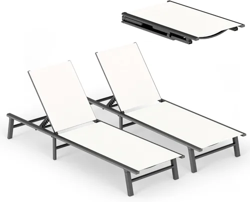 Miniatura 33 de Tumbona de Aluminio para Exteriores - Silla de Descanso Plegable y de Montaje Libre para Exteriores con 5 Respaldos Ajustables, Silla de Patio