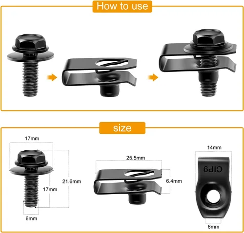 Miniatura 2 de GOOACC 70 piezas de protección contra salpicaduras para el motor, tornillos de protección del cuerpo del parachoques del guardabarros, retenedores