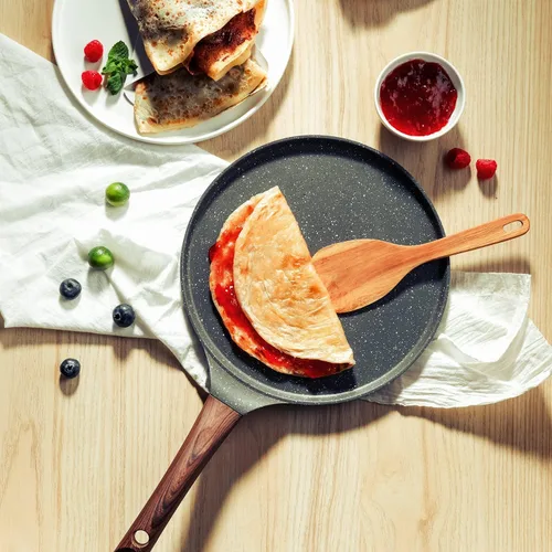 Miniatura 9 de SENSARTE Sartén antiadherente para crepé, sartén Dosa con revestimiento de granito suizo, sartén plana para panqueques, plancha Tawa de 12 pulgadas