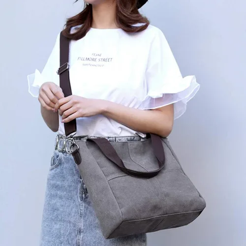 Miniatura 3 de Sunshinejing Bolso de lona pequeño para mujer, bolso cruzado de hombro, bolsos de trabajo, bolso de viaje