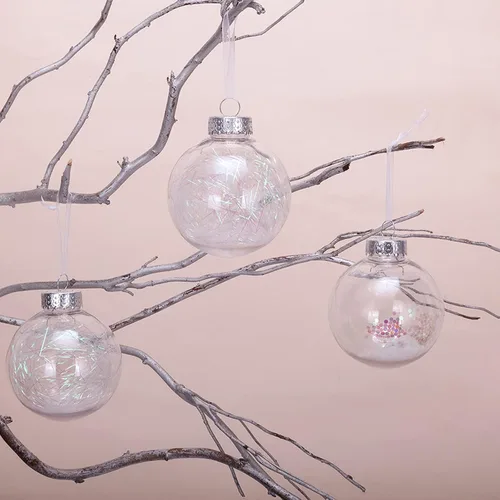Miniatura 7 de AMS Adornos de bolas de Navidad transparentes de 24ct, 2.36''/60mm Bolas colgantes de Navidad inastillables, juego de esferas para árbol de Navidad