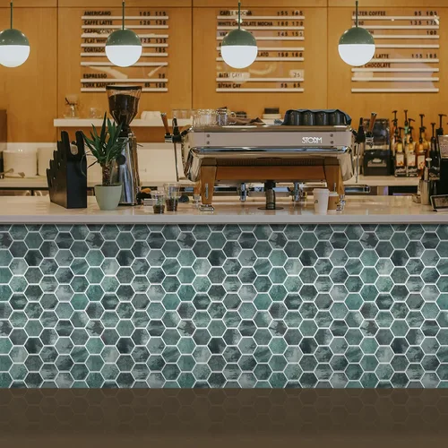 Miniatura 7 de 10 hojas de azulejos hexagonales autoadhesivos para salpicadero de cocina, nuevo diseño premium extra grueso 3D, azulejos de pared autoadhesivos