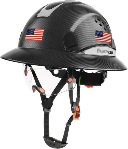 GREEN DEVIL Casco de seguridad de construcción ventilado de ala completa, casco de seguridad aprobado por la OSHA Cascos De Construccion ABS para