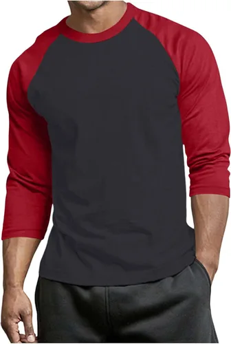Miniatura 8 de Men's Raglan Long Sleeve Tee Shirts Color Block Crew Neck T Shirt Lightweight Soft Casual Basic Tshirts Running Tops