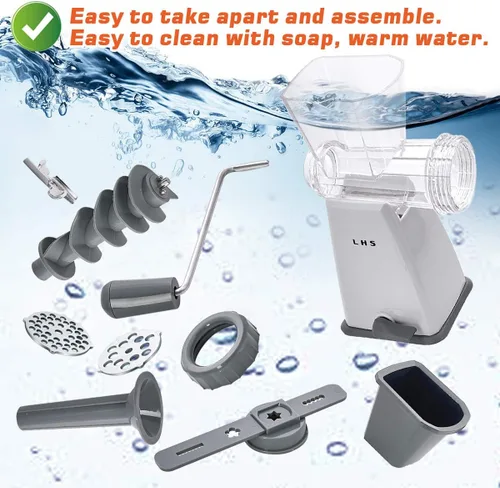 Miniatura 5 de LHS Picadora manual de carne con cuchillas de acero inoxidable, resistente y potente base de succión para uso doméstico rápido y sin esfuerzo