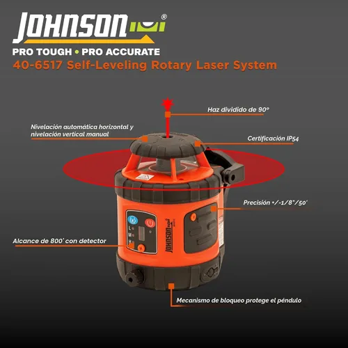 Miniatura 3 de Johnson Level & Tool 40-6517 Sistema láser rotativo autonivelante, 29 x 7 pulgadas, rojo, 1 kit