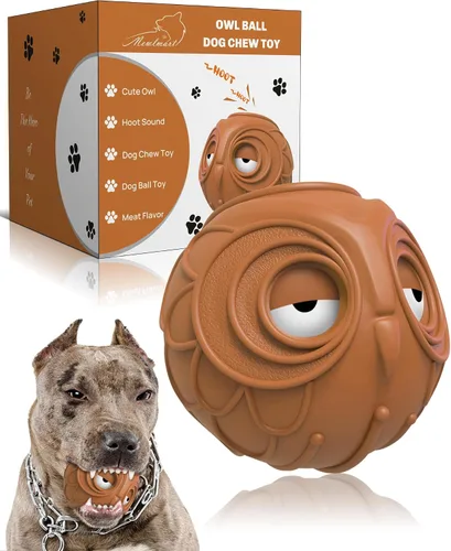 Miniatura 10 de Pelota Giggle para Perros Juguetes de Búho para Masticadores Agresivos Regalo para Perro Pelota de Goma Natural Búho Lindo Hoot Perro Mediano Grande