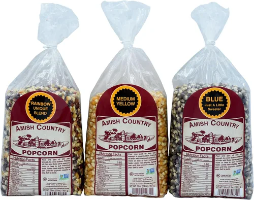 Miniatura 12 de Amish Country Popcorn Paquetes variados Bolsas de 3 a 2 libras Blanco medio - Blanco bebé - Granos de palomitas de maíz morados Anticuado, sin
