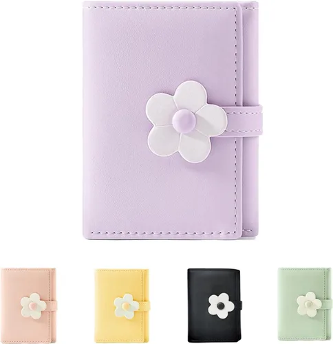 MEISEE Billetera pequeña para niñas y mujeres, billetera de tres pliegues, bolsillo para efectivo, con estampado de flores, monedero con ventana de